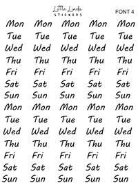 Abbreviated Days of the Week - 2023