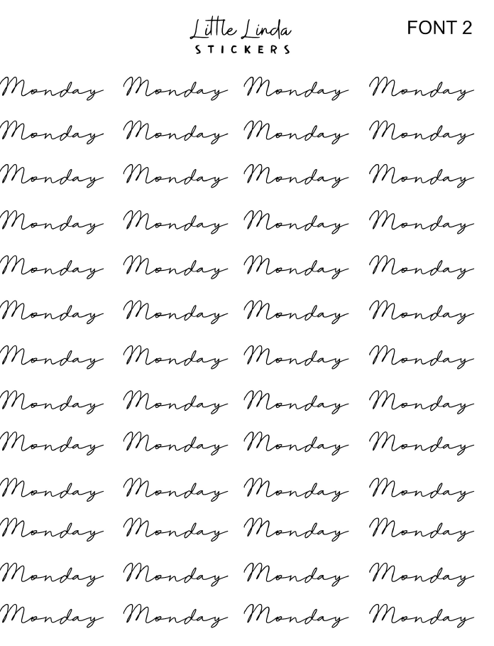 Mini Days of the Week - Font 2