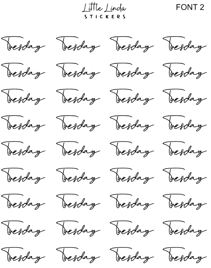 Mini Days of the Week - Font 2