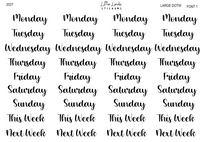 2027 | Days of the Week | The Basic Edit planner stickers, Font 1 / Large / Glossy