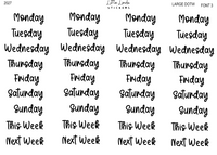 2027 | Days of the Week | The Basic Edit planner stickers, Font 3 / Large / Glossy