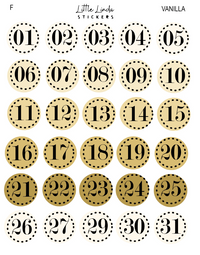 2027 | Date Numbers | The Basic Edit planner stickers, Vanilla / Glossy