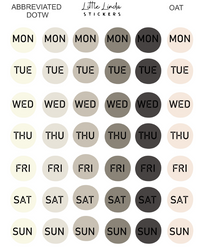 2027 | Days of the Week Dots | The Basic Edit planner stickers, Oat / Glossy