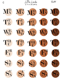 2027 | Fancy Days of the Week | The Basic Edit planner stickers, Clay / Glossy