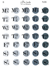 2027 | Fancy Days of the Week | The Basic Edit planner stickers, Fog / Glossy