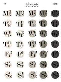 2027 | Fancy Days of the Week | The Basic Edit planner stickers, Oat / Glossy