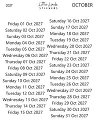 2027 | Daily Dates | The Basic Edit planner stickers, October / Glossy