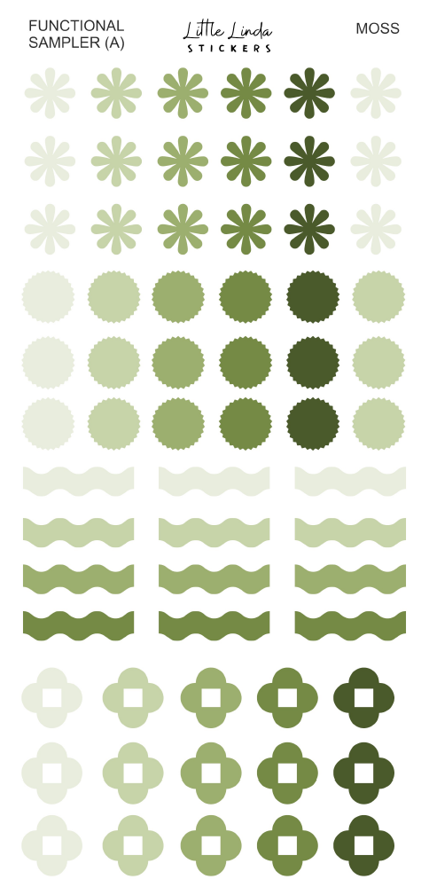 2027 | Sampler A | The Basic Edit planner stickers, Moss / Glossy