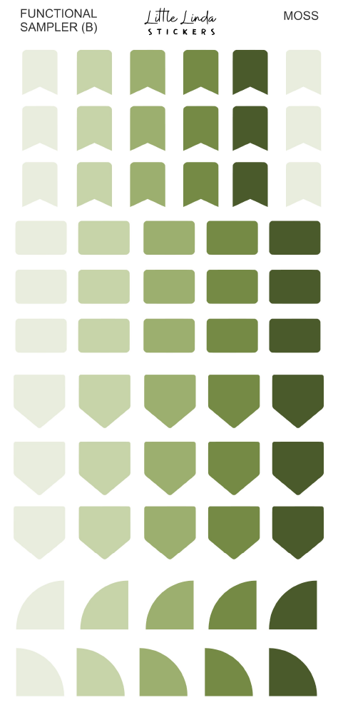 2027 | Sampler B | The Basic Edit planner stickers, Moss / Glossy