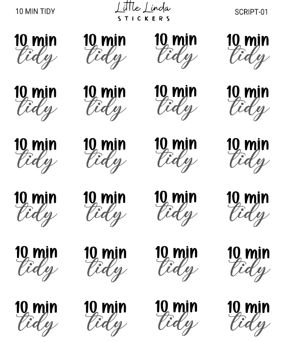 10-min tidy | SCRIPT planner stickers, Glossy