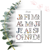 2024 | Monthly Labels - Outline & Florals
