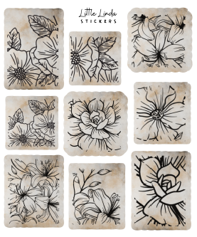 Minimal Floral Line Stamps V1