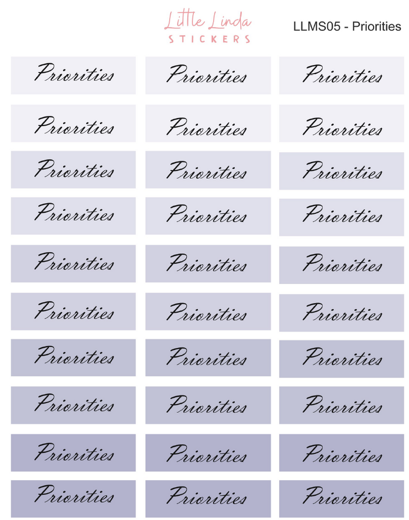 Priorities Stickers - Minimal