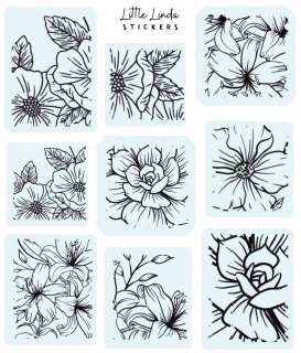 Minimal Floral Line Stamps V1